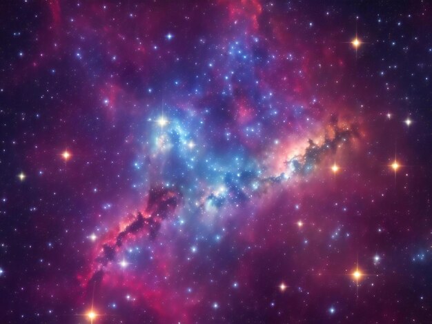 Cluster of stars each with its own nebula in a fascinating mix of colors and shapes ai generated