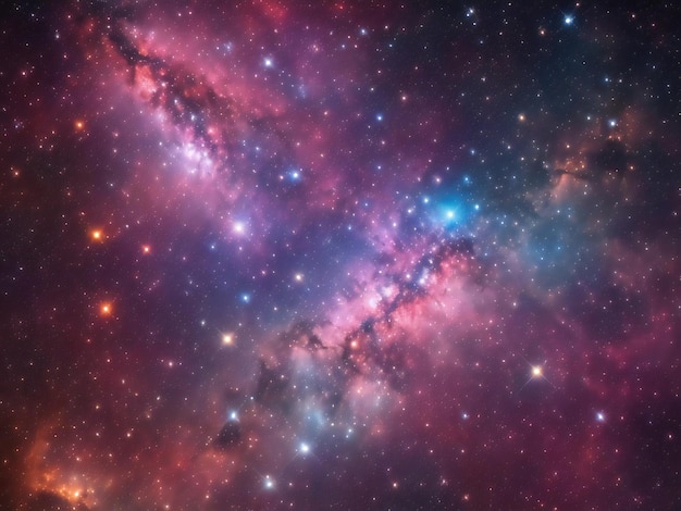 Cluster of stars each with its own nebula in a fascinating mix of colors and shapes ai generated