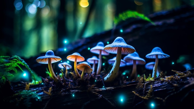 A cluster of vibrant mushrooms AI Generative