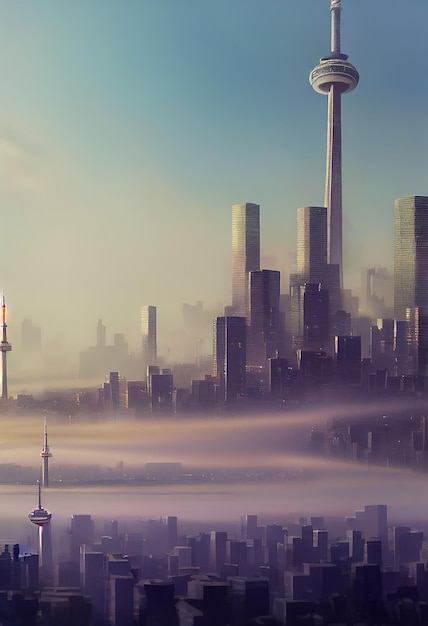 CN Tower Toronto Canada Fantasie van de ontwerper Prachtige illustratieposter