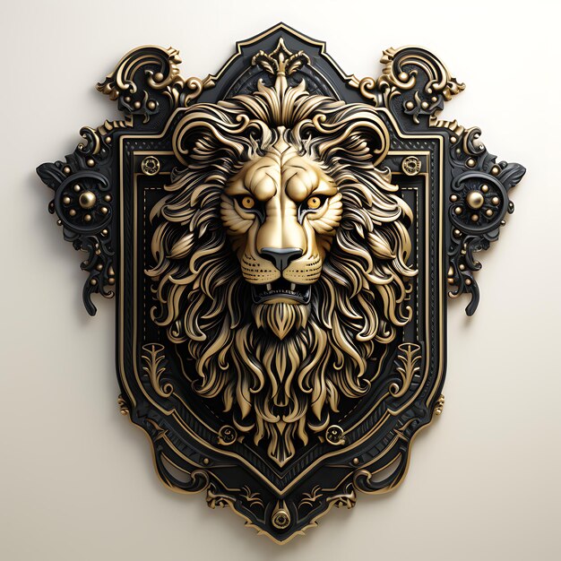 Cnc Laser Cut Royal Crest Frame Highlighting a Heraldic Crest With Lions F tatoeage vlakke omtrek