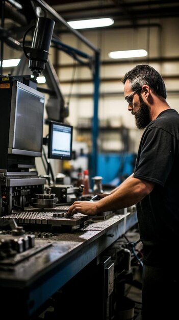 cnc machine operator programing on a comput