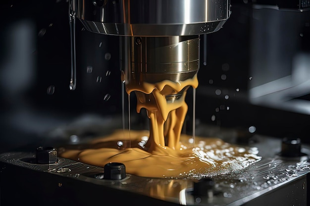 The CNC machining center is drilling holes AI technology generated image