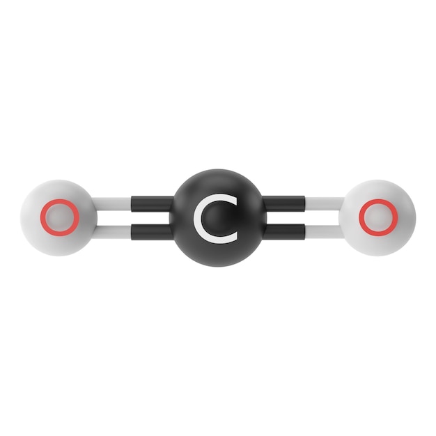 CO2 이산화탄소 화학식 3D 화학 구조