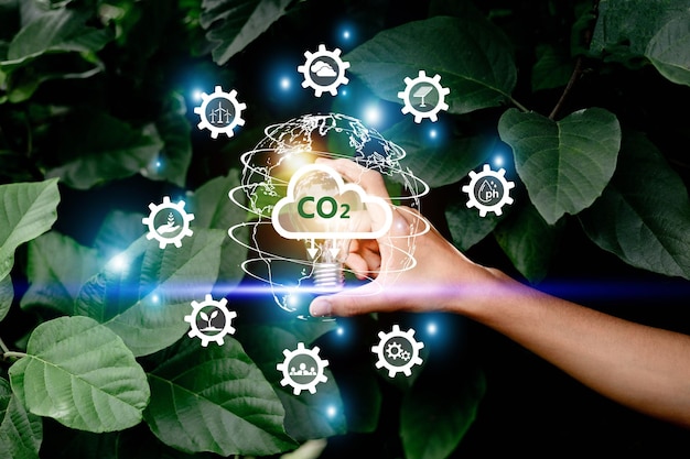 CO2, Carbon Dioxide Emission Reduction Concept, Sustainable Environmental Development