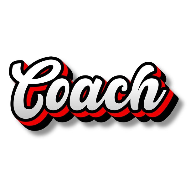 Photo coach text 3d silver red black white background photo jpg