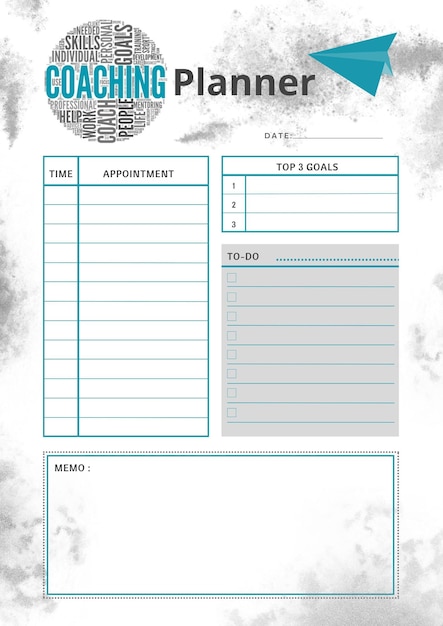 Photo coaching planner digital planning insert sheet printable page template