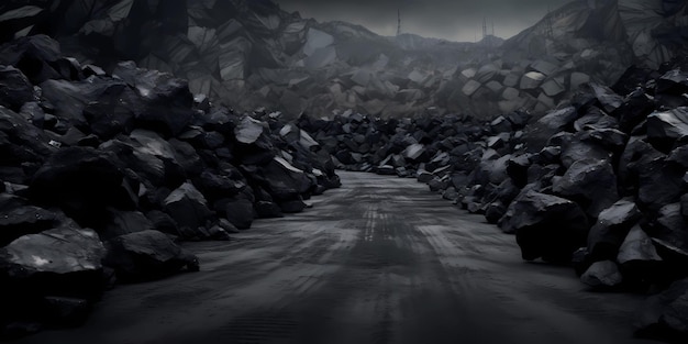 Фото Уголь черная текстура темный фон тема геологии ai создан