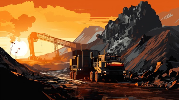 Coal is loaded onto trucks by mining machines that are operated during mining