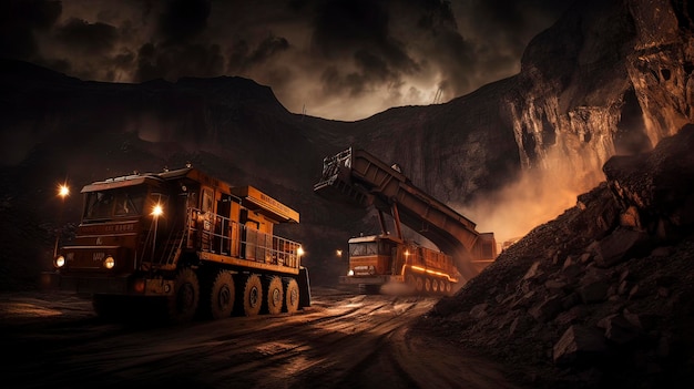 Работа в угольных шахтах с промышленным оборудованием для добычи угля