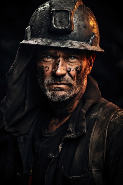 Coal mine worker portrait art abstract photo