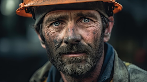 Coal miner on a black background Ai generative