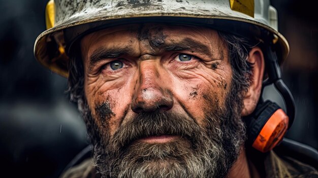 Coal miner on a black background