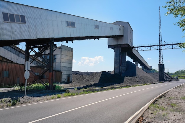 Coal mining and storage Closeup of coal industry objects