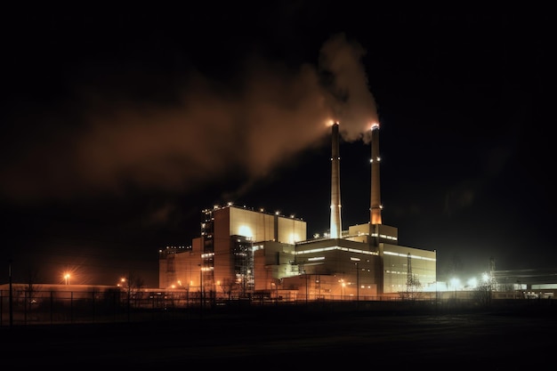 Coalfired power plant at night Generative AI