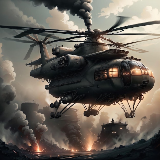 CoalPunk illustration of a helicopter