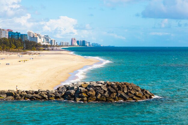 Coast Fort Lauderdale FL USA Empty beach by the ocean near Miami