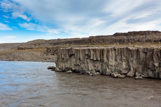 アイスランドの川 Jokulsa a Fjollum の海岸