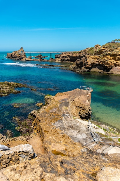 Coast of Plage du Port Vieux on a summer afternoon