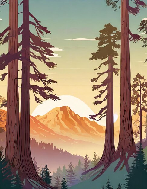 Coast redwood tree illustration