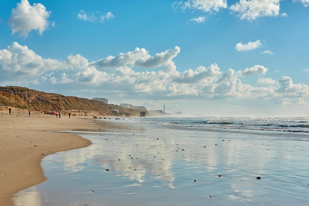 Coast Seascape with sky reflection in the water