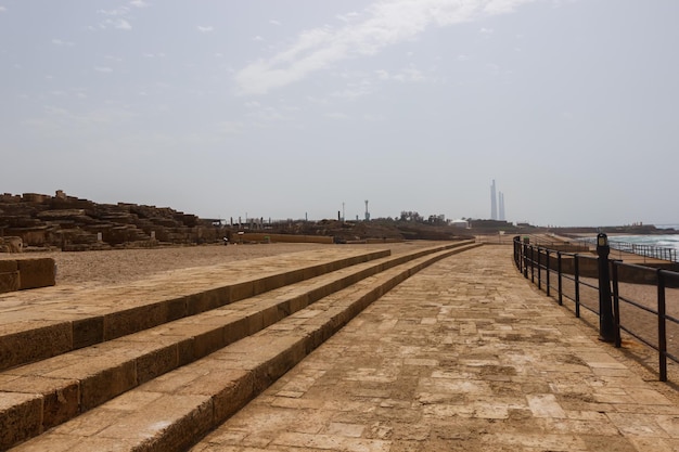 Coast with ruins of Caesarea in Israel