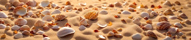 Coastal beauty seashell collection on a beach a captivating scene for nature lovers and shell enthusiasts