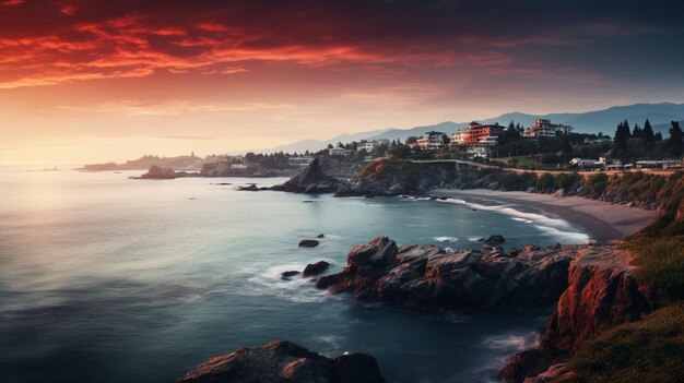 Photo coastal city landscape background