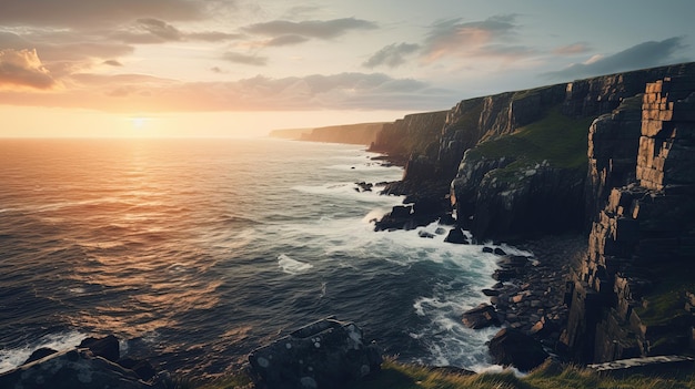 Coastal Cliffs at Dusk