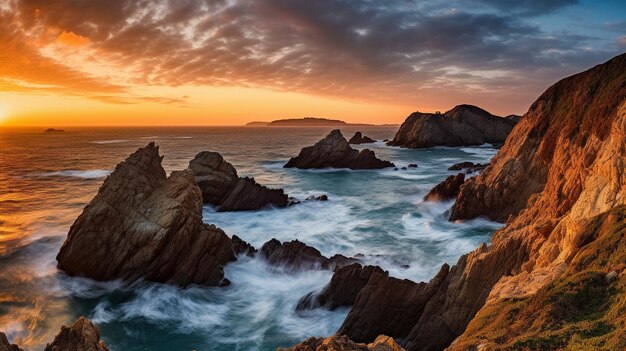 Coastal cliffs at sunset