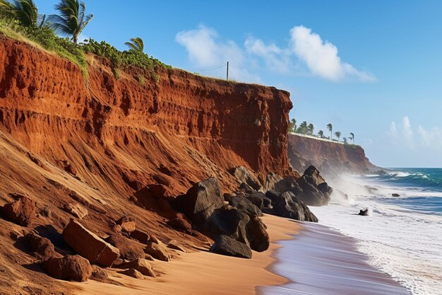 Coastal erosion shaping the islands coastline over time