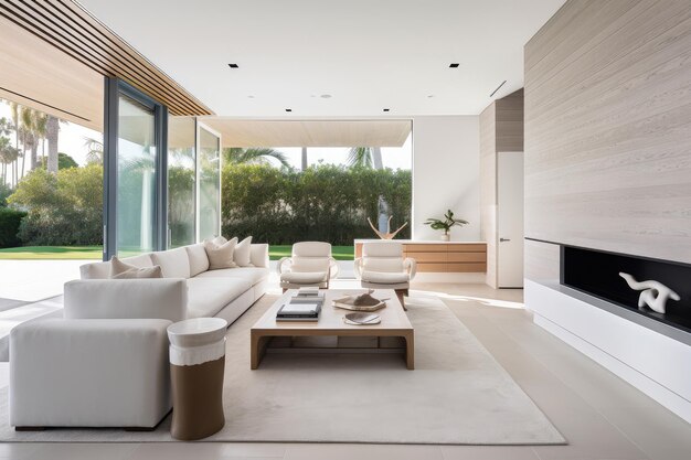 Coastal home with modern minimalist look featuring sleek furnishings and minimal decor