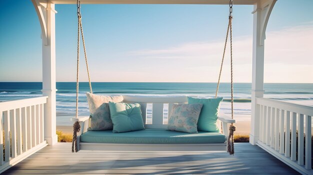 Photo coastal inspired porch swing overlooking the ocean