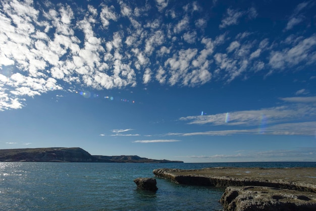 Coastal landscape with cliffs in Peninsula Valdes World Heritage Site Patagonia Argentina