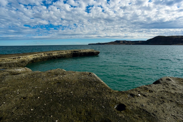 Coastal landscape with cliffs in Peninsula Valdes World Heritage Site Patagonia Argentina