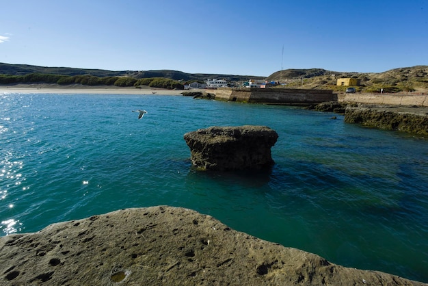 Coastal landscape with cliffs in Peninsula Valdes World Heritage Site Patagonia Argentina