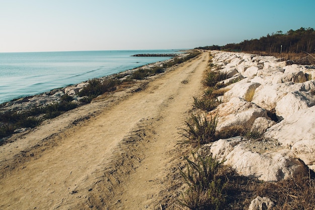 Coastal landscape with vintage filter