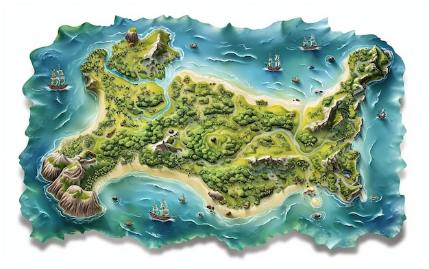 Photo coastal map on white background