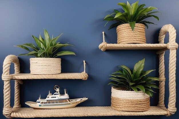 Photo coastal nautical rope shelving