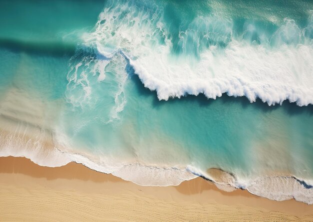 Coastal Paradise An Aerial View of a Perfect Beach with Crystal Clear Water and Graceful Waves Generative Ai