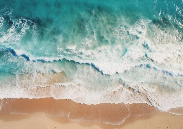 Coastal Paradise An Aerial View of a Perfect Beach with Crystal Clear Water and Graceful Waves Generative Ai