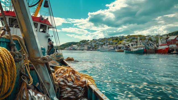 Coastal Return Trawler en Quaint Town