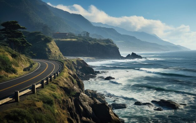 写真 海岸 の 崖 の 中 の 沿岸 道路