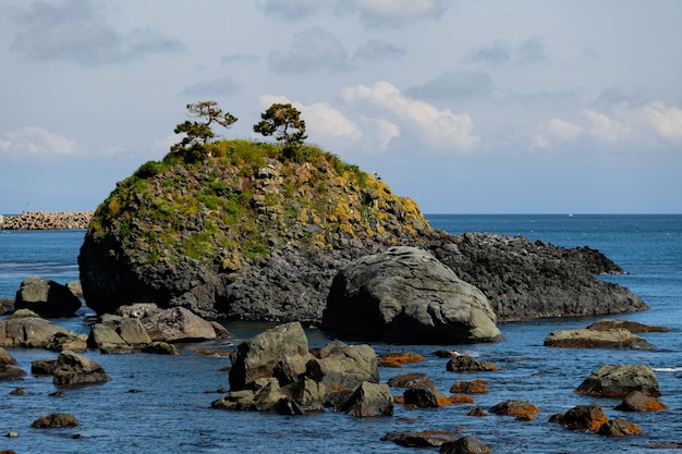 Coastal rock formation in aomori japan