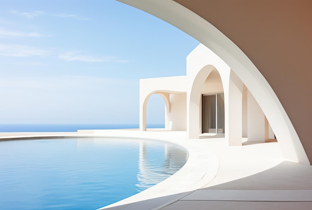 A coastal sanctuary with graceful architecture and breathtaking sea views The white light patio