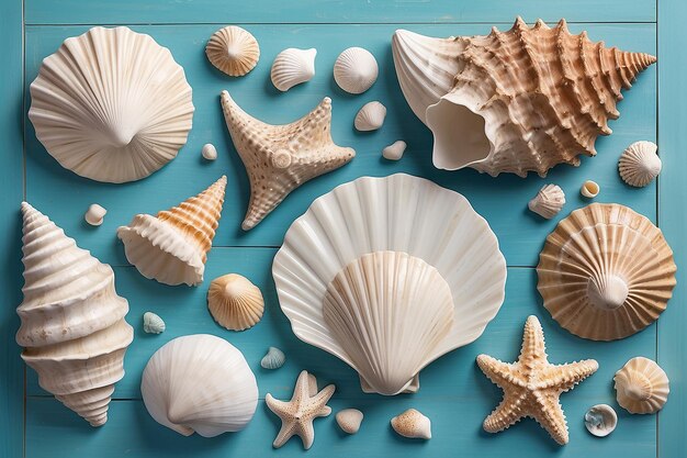 Photo coastal seashell bathroom wall art
