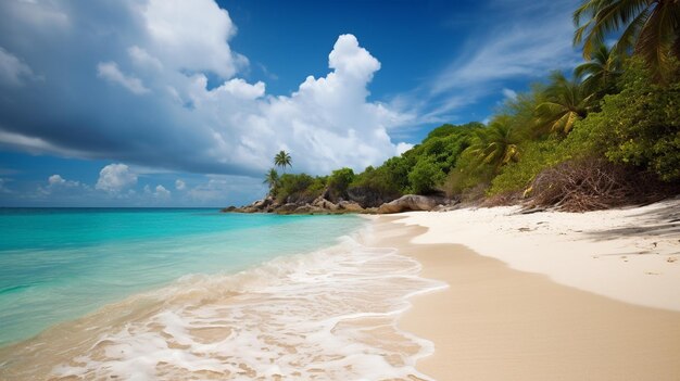 Premium AI Image  Coastal serenity sun sand and sky