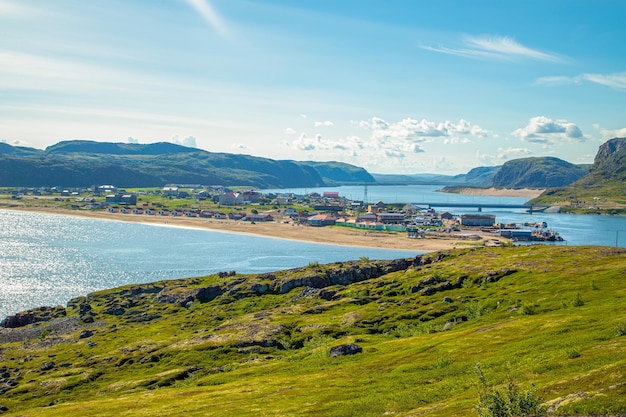 Photo coastal small fishing town of teriberka