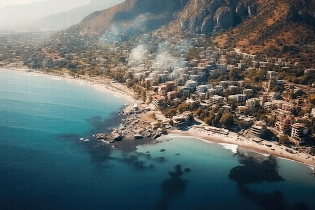 Coastal Splendor A Captivating Aerial View of a Turkish City on the Shoreline