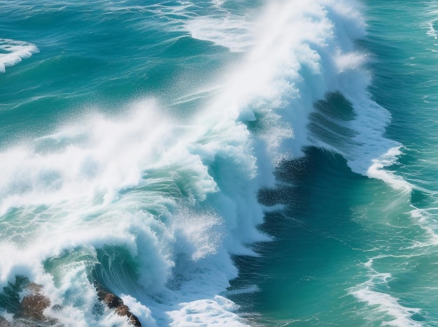 Coastal Symphony Aerial Views of Crashing Sea Waves on Rocky Shores